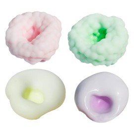 4 PCS Sugar Ball Fidget, Crunchy Stress Ball, Handmade Sugar Ball Squishy Toys, (2 Crunchy Balls Green & Pink, 2 Glutinous Rice Balls Yellow & Purple), Stress Relief for Office, School, Travel