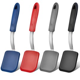 Elesunory 4 pcs Silicone Spatula, Heat Resistant Silicone Cookie Spatula Turner, No Scratch Flipper Baking Utensils, Small Spatulas Turner for Nonstick Cookware, Pancake (Gray, Blue, Black, Red)