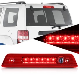 Auto Dynasty Rear Hight Mount Red Housing LED 3rd Third Tail Brake Light Lamp Compatible with Jeep Liberty KK 08-12