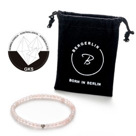 BERGERLIN Women's Pearl Bracelet - Genuine Natural Stone Bracelet with 925 Sterling Silver Bead - Faceted Beads with Certificate of Authenticity