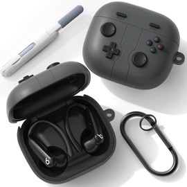 RFUNGUANGO for Beats Powerbeats Pro 2 Silicone Protective Case Cute (2025), Game Console Design Shockproof Protective Case for Powerbeats Pro 2 with Keychain/Cleaning Kit-Dark Gray