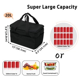 JOMAILIEEL 23L Soft Cooler Bag, Insulated Lunch Box for Women and Men with Divider, Side Pockets, Portable Collapsible Travel Cooler, Soft Sided Reusable Ice Chest, Lunch Bag for Work, Camping, Car