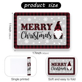 RUSPEPA 50 Pack Paper Place Mats, Christmas Gnome Plaid Design Disposable Paper Placemat for Kitchen, Dining, Christmas Decoration，Party - 11 x 17 Inches