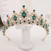 Princess Crystal Wedding Crown for Bride,Rhinestone Tiara Headwear Green Elf