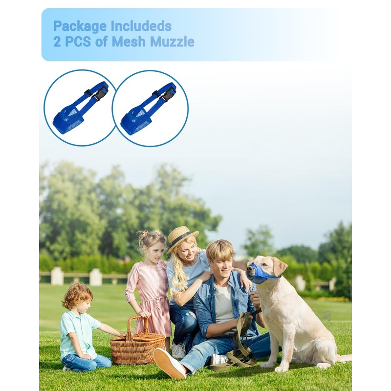 Dog Muzzle 2 Pack, Soft Mesh Breathable Muzzles for Small