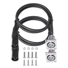 2 Pack XLR Pass Through Cable,2FT,Stage Box 3 Pin D-Type XLR Male to Female for Patch Panel, Floor Box - No Solder for Pro Audio Installations-Silver-Plated Copper Conductor No Solder