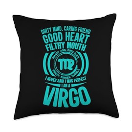 I Am Virgo Smart Dirty Mind Good Sweet Fun August Virgo Throw Pillow