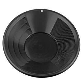SE 14 Inch Gold Panning Pan - Dual Riffles for Easier Mining and Prospecting, Black
