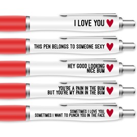 Silly Sentiments Nice Bum Pen Pack - Valentines Gift Pen Pack - Funny Stationery Novelty Gift for Friends - Office Desk Accessories