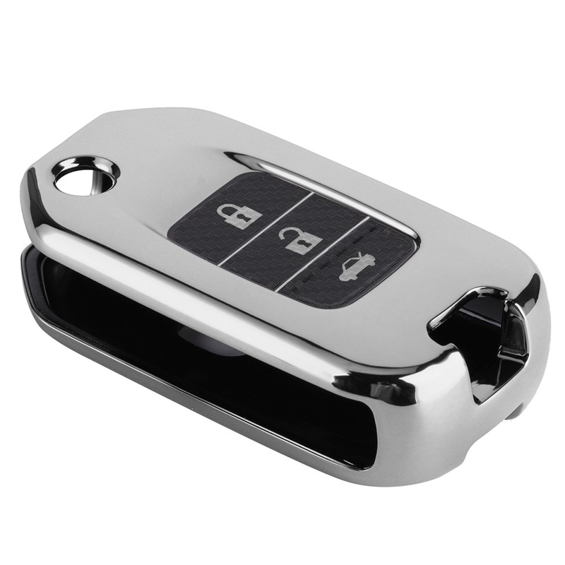 Carbon Fiber Style Folding Car Key Fob Cover Protective Case