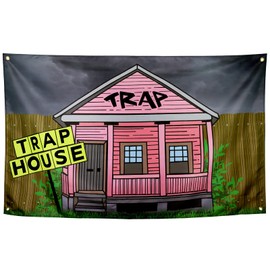 ZKflager Trap House Flag Funny Cool Flags for Room Guys Wall Meme Flags Banner 3x5 Ft College Dorm Bedroom Man Cave Frat