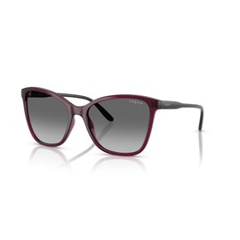 Vogue Eyewear Women's VO5520S Butterfly Sunglasses, Transparent Cherry/Gradient Grey, 56 mm