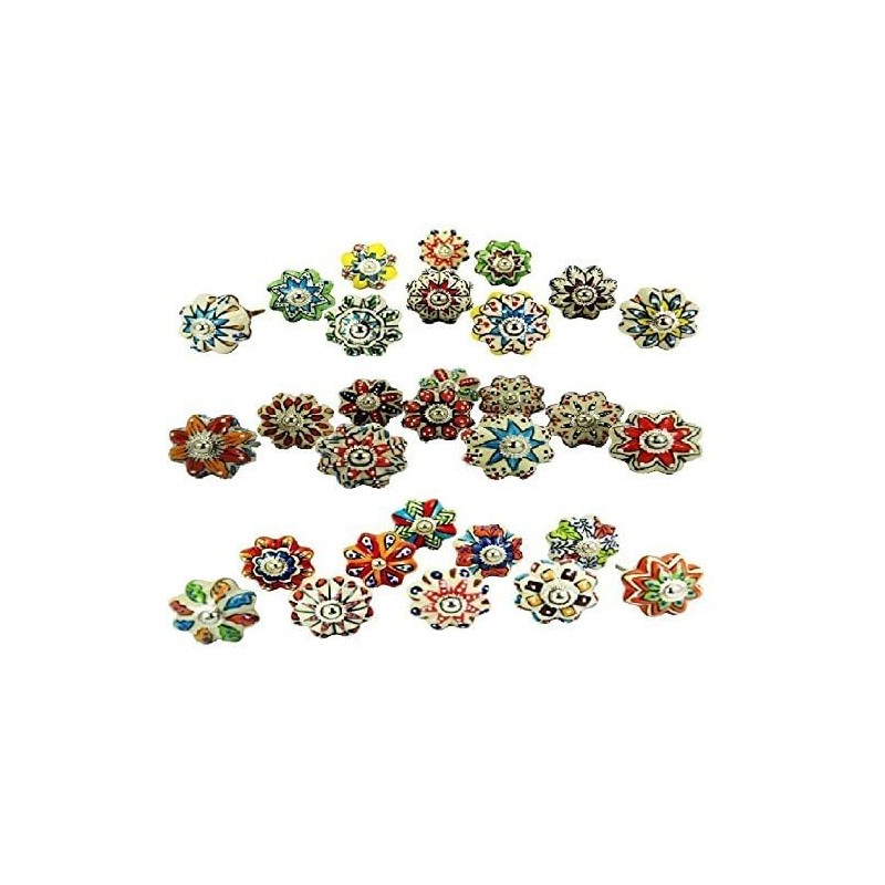 JGARTS Dotted Mix Color Multi Designed Ceramic Cupboard Cabinet Door