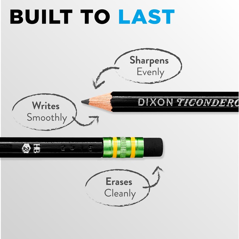 Ticonderoga Wood-Cased Pencils, Unsharpened, #2 HB Soft, Black, 12 Count