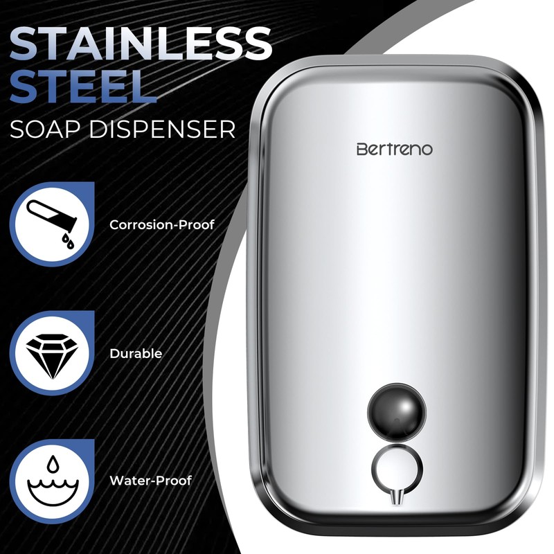 Bertreno Commercial Soap Dispenser Wall Mount Stainless Steel Soap Dispensers