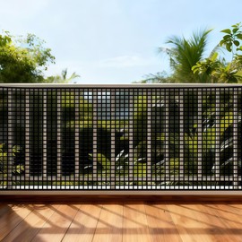 PotatoLife Plastic Wire Mesh Fence, Balcony Fence for Baby and Pets, Safety Fence, Stair Protector, Poultry, Garden, Tree Support, Durable Material, Free Zip Ties (Black, 15.7'' x 20')