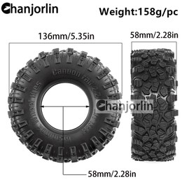 Chanjorlin 2.2 RC Crawler Tires OD 5.35'' 1:10 Soft Rubber All Terrain Tyres for 1/10 1/8 Rock Mud Crawler Car Traxxas TRX4 Axial SCX10 II RC4WD D90 TF2 Tamiya CC01 Gen8 2.2 inch Beadlock Wheels Rims