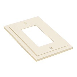 Henne Bery Modern Edge Decorative Wall Plate Switch Plate Outlet Cover, Durable Solid Zinc Alloy (Single Decorator 3PK, Light Almond)