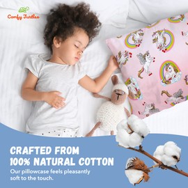 Toddler Pillowcase 13 x 18 Cotton Unicorn Pillows for Girls, Small Pillow Cases for Travel Pillows, Toddler Pillowcase Character - Pink Cute Unicorns