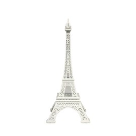 Allgala 6" Eiffel Tower Statue Decor Alloy Metal, White