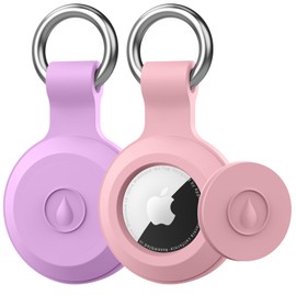 360° Protective Case for AirTag,AirTags Keyring Holder, Scratch-Resistant, Lock Design, Keychain for AirTag, TPU Full Cover Case for Key, Bag, Luggage, Pet Collar (Light Purple/Pink)