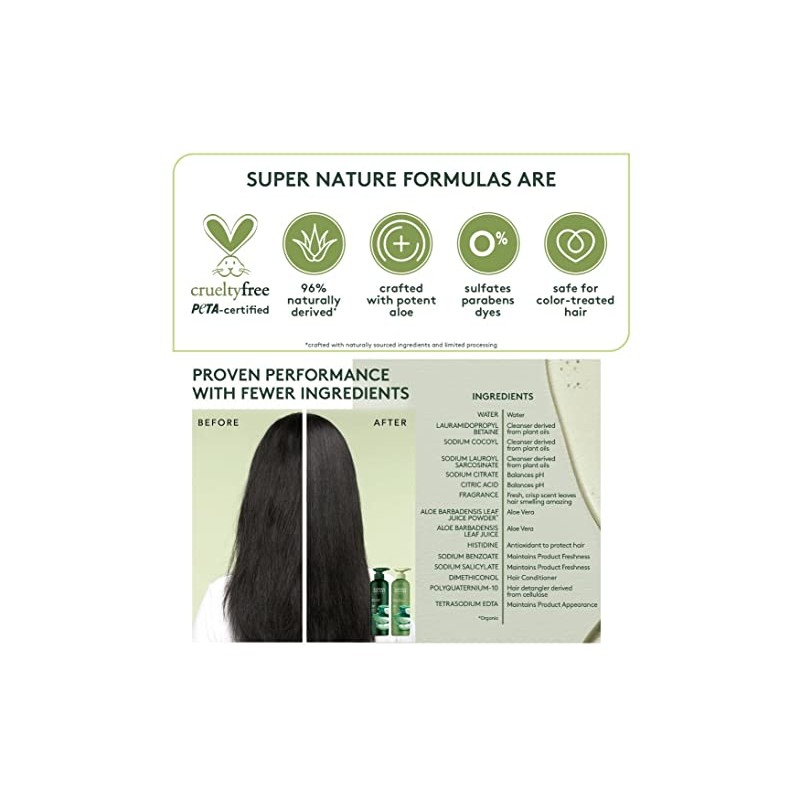 Super nature Potente Aloe Suave Hidratante Champú y Acondicionador Sin