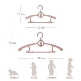 Baby Nursery Closet Hangers, LIYUXIDONG Extendable & with 360° Swivel Hook Infant Hanger, Newborn Non-Slip Hanger, 30pcs Pink Adjustable Children Coat Hanger for Girl Boy Toddler Kid Hangers