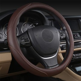 coofig Car Steering Wheel Cover with Durable PU Leather, Universal 15 inch Fit for Car Truck SUV, Breathable Anti Slip Auto Steering Wheel Covers for Men and Women