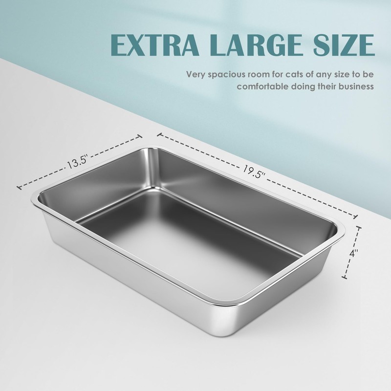 IKITCHEN Stainless Steel Cat Litter Box, Large Metal Litter Box
