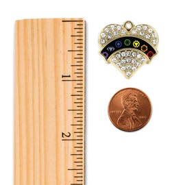 Inspired Silver - Chakra Symbols - Black Banner - Gold Braided Bracelet for Women - Pave Heart Charm Bracelet Jewelry Gift with Cubic Zirconia - Women's Charm Bracelet with Lobster Claw Clasp