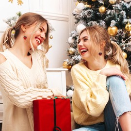 2 Pairs Cherry Strawberry Drop Earrings, Cute Red Strawberry Cherry Dangle Earring Charms Jewelry Earrings for Women