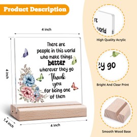 Thank You Gifts for Women Teacher Leaving Presents for Colleagues Acrylic Plaque Retirement Present Clear Desk Decorative Boss Mentor Leader Gift from Employee Acrylic Plaque with Wooden Stand