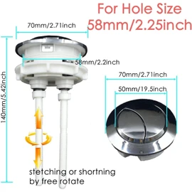 58mm/2.2 inch Dual Push Flushing Toilet Button Toilet Tank Button Toilet Button Flush Button Replacement with Thread Diameter