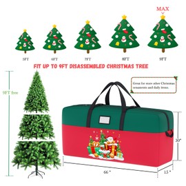 PATYDEST 9 ft Christmas Tree Storage Bag Large Christmas Tree Bags 600D Oxford Fabric Heavy Duty Artificial Xmas Storage Bags Holiday Tree Storage Box Container Zippered Bag with Reinforced Handles