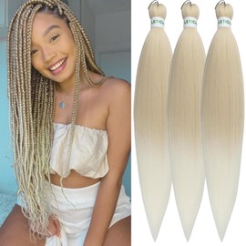 Blonde White Braiding Hair Prestretched Braiding Hair Extensions