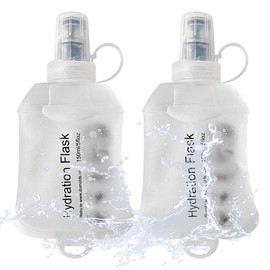 J.CARP 2Pcs 150ml Soft Flask Running Water Bottles, TPU Foldable Running Hydration Flask for Hydration Pack Cycling Hiking Climbing Outdoors Motorbike White