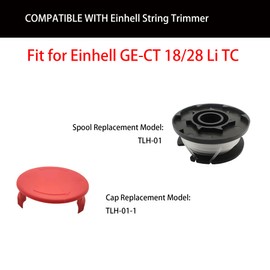 RUIITEN Replacement Spools and Caps for E inhell Grass Trimmer GE-CT 18/28 Li and GE-CT 18/28 Li TC (12 Spools + 2 Caps)