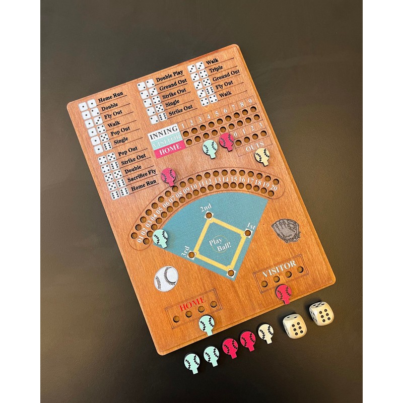 CBLKUS Baseball Dice Board Game,Fun Board Game with Dice,Wooden Baseball