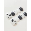 Black dot pedi tip Handmade nail tip - Round Square