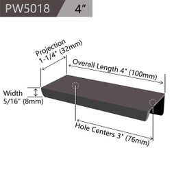 10-Pack Cabinets Drawers Edge Pulls - 4" Overall Length, Black, Concealed Tab Pulls for Kitchen Garage Cabinet Drawers, PW5018B76