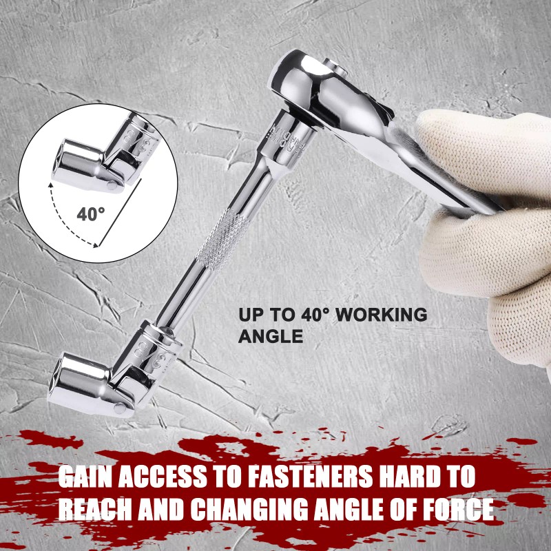 FOCUS TOOL 7PCS 1/4" Drive Universal Flex Socket Set, SAE,