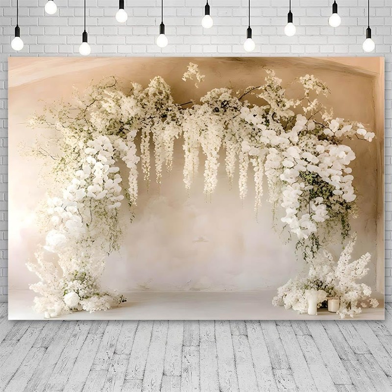 AIBIIN 7x5ft Boho Beige Flower Arch Backdrop for Birthday Wedding