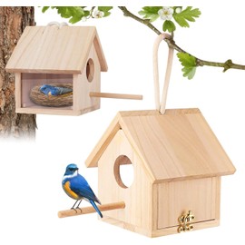 Cozioz Outdoor Birdhouse with Pole for Clearance - Decorative Wooden Bluebird House for Garden, Patio, and Hanging Use - Ideal for Swallows, Sparrows, Hummingbirds, Finches, and Thrushes