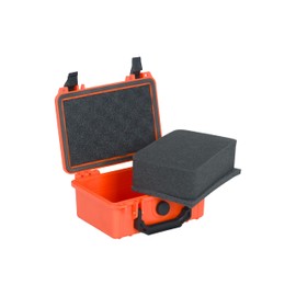 MEIJIA IP67 waterproof hard compact case,Customizable Fit Foam,8.12”x6.56”x 3.56”,Fit Use of Drones, Cameras,Equipments,lens (Orange)