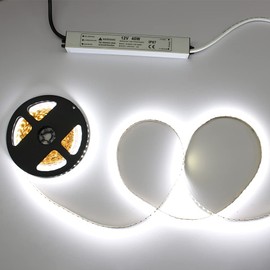 40W 12 Volt LED Power Supply, Waterproof IP67 LED Driver, 110V AC to 12V DC Converter, LED Transformer Low Voltage Output with 3-Prong Plug 3.3 Feet Cable for Light Strip, 3.3Amp