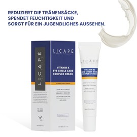 Licape® Eye Cream | 15 ml | Moisturiser for Radiant Skin | Vitamin K2 | Against Dark Circles & Fine Lines | Anti-Ageing Cream for Women