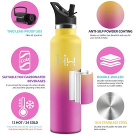 Motswedi Stainless Steel Drinking Bottle, 1000 ml, BPA-Free, Drinking Bottle with Straw, Cold and Warm, Stainless Steel Drinking Bottle, Leak-Proof, Thermos Flask for Sports, Fitness, Outdoor, Yoga
