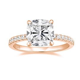 Zakk 3.5CT 925 Sterling Silver Engagement Promise Rings for Women Cushion Cut Cubic Zirconia CZ Wedding Bands for Her (Rose Gold,Size K 1/2)