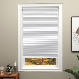 Changshade Window Shades Black Out Sliding Glass Door Blinds Cordless, Blackout Cellular Honeycomb Shade Pleated 1 Inch No Drill Stick On Easy Install Home, Shade Size 16.5" Width×56" Height, White