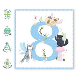 Central 23 8th Birthday Card For Girls - Fairy Cat 8 Years - Cute Animals - Birthday Card For Kids - Eighth Year Old Gifts For Toddler Niece Granddaughter - Comes With Fun Stickers